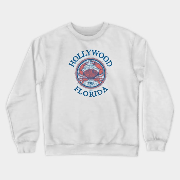 Hollywood, Florida, Stone Crab on Wind Rose Crewneck Sweatshirt by jcombs